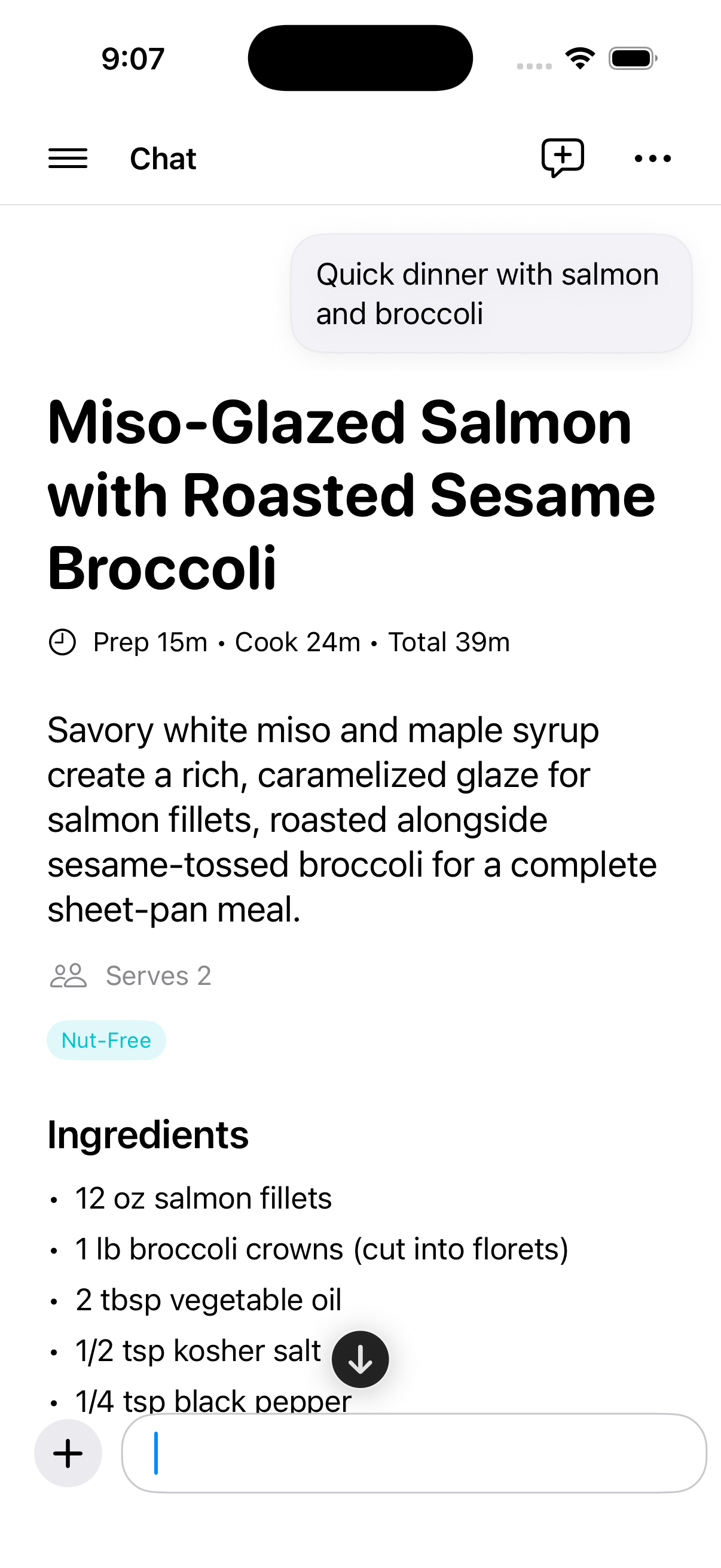 Chat-based recipe creation